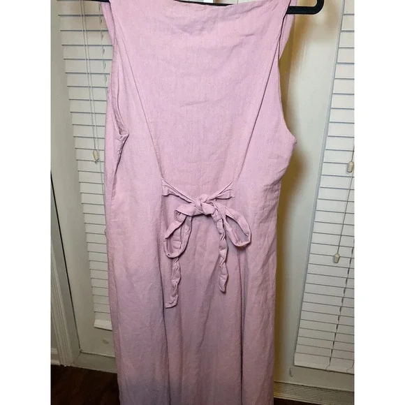 Free People Button Front Midi Dress Sleeveless Casual Pink L - Picture 6 of 11